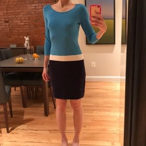 Ann Taylor Colorblock Sweater Dress Blue XS